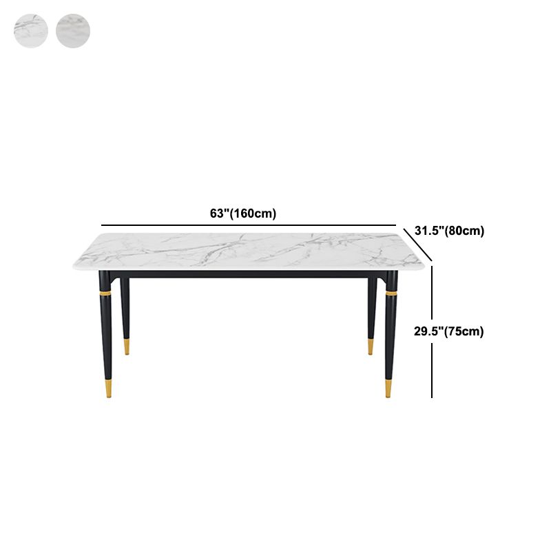 Modern 1/4/5/7 Pieces Dining Set Rectangle Black Base Dinette Set with Stone Top