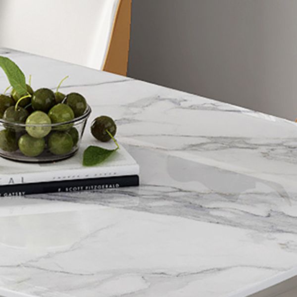 Table à manger en pierre frittée, ton blanc, guéridon de luxe pour salle à manger