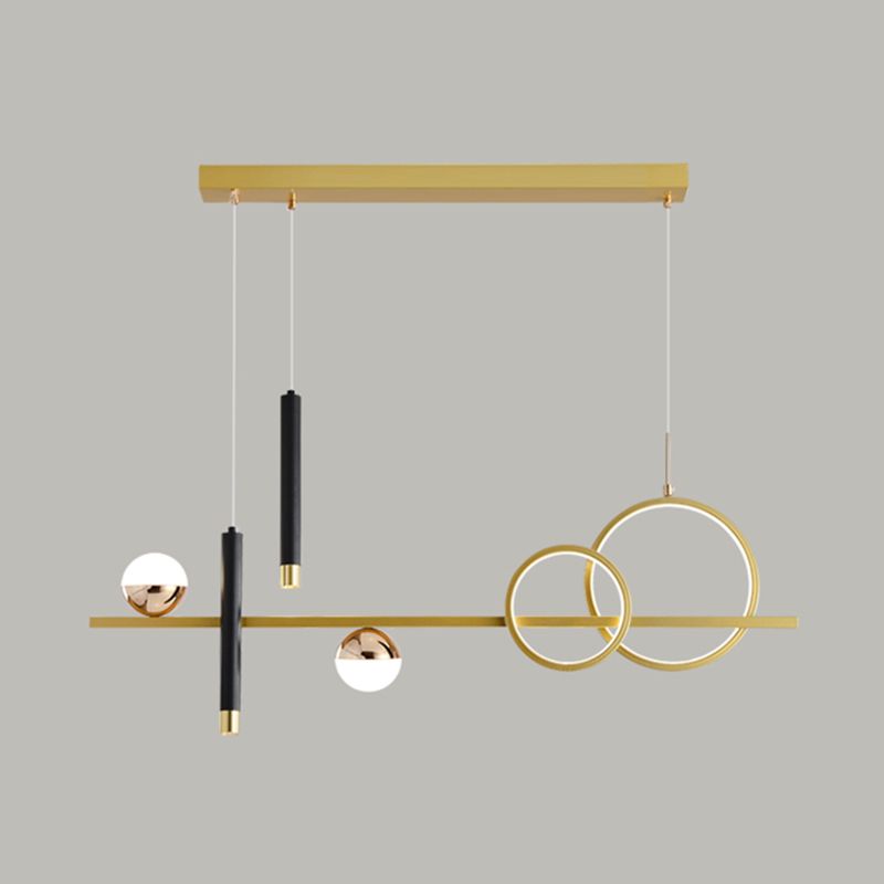 LED Linear Island Lighting Fixture Metal 2-Spotlight Chandelier Lamp for Dining Room