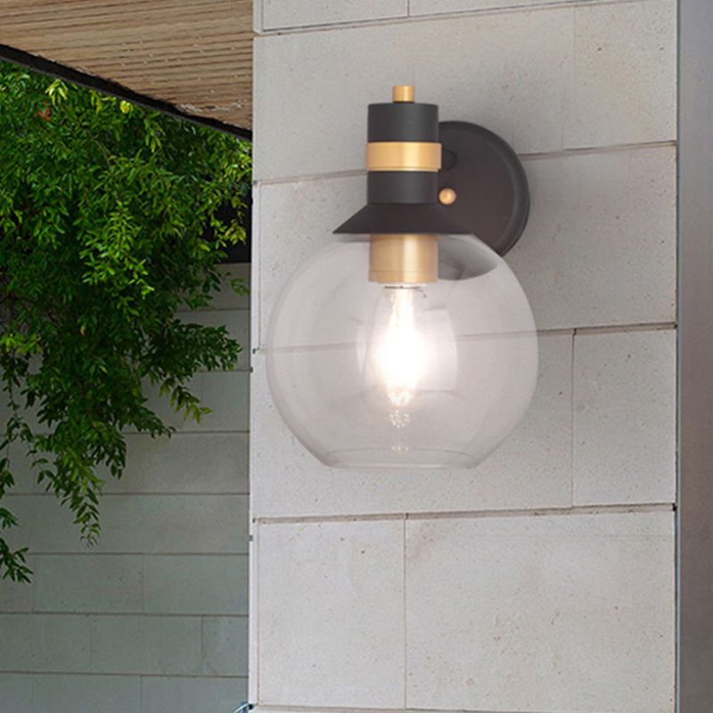 Cilindro de iluminación de pared de pared negra de vidrio transparente/semicírculo/lámpara industrial cuadrada de 1 luz, 6 "/8" de ancho