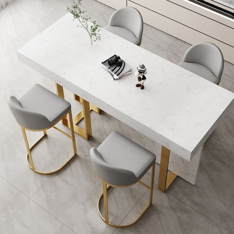 Modern Bar Table Set 1/2/5 Pcs Faux Marble Rectangular Bar Set for Indoor