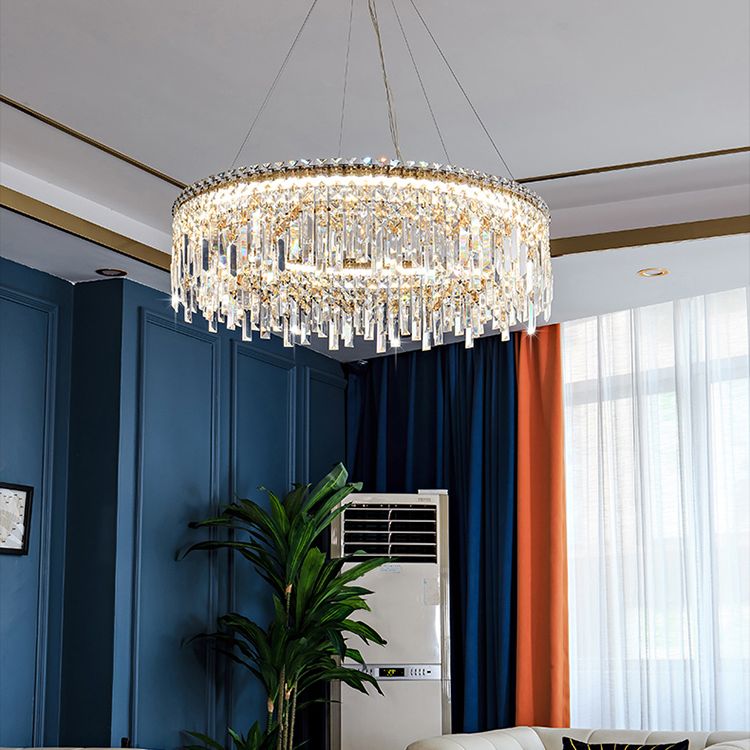 K9 Crystal Iasphicle Luz colgante Luxurious Modern Brass LED LED para sala de estar