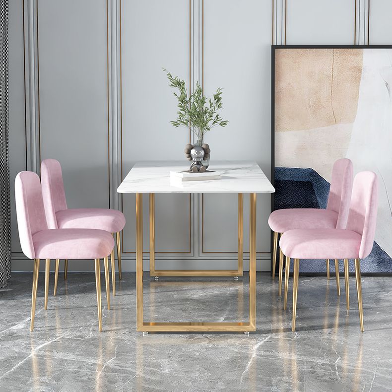 Glam 1/2/5 Pieces Dining Set Rectangle Stone Dining Table for Dining Room