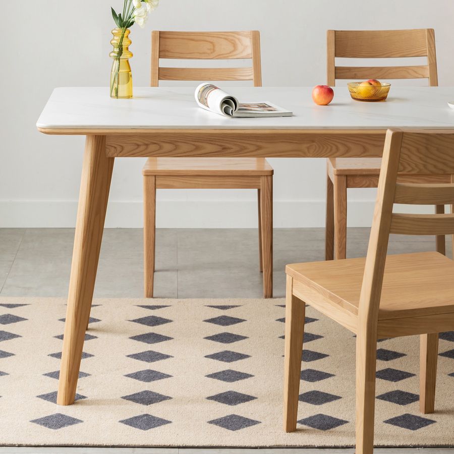 Modern Style Dinette Set 1/5 Pcs Rectangle Solid Wood Dinette Table with Dining Chair