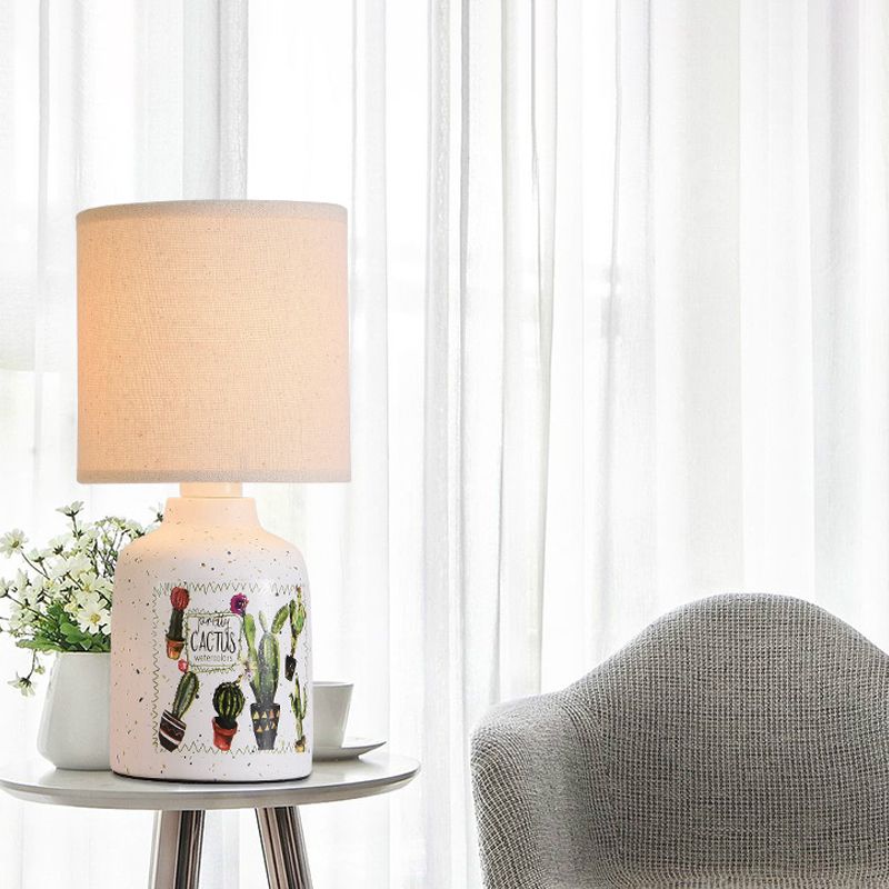 Cartoon 1 Head Desk Lamp with Porcelain White/Yellow Smile/Star/Plant Reading Book Light for Study Room