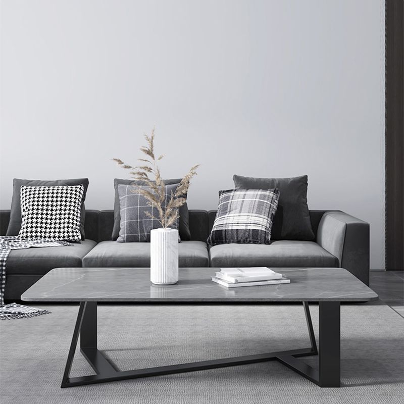 Marble Sled Coffee Table Modern Style Rectangular Cocktail Table