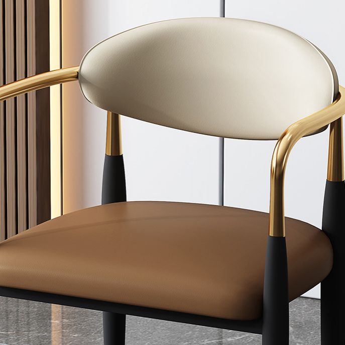 Chaise de salle à manger simple rembourrée en métal, fauteuil scandinave à dossier ouvert