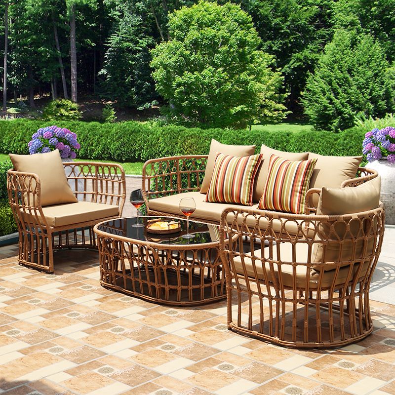 Arc Shape Outdoor Sofa Tropical Shape Willow Vine Seating in Wood