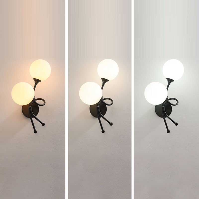 Zeitgenössische Glaswandleuchten mit zwei Kopfmetallwandleuchte für Wohnzimmer