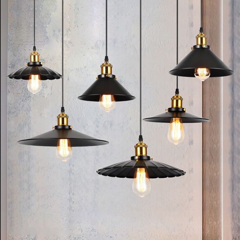 Industrial Style Cone Shape Pendant Lighting Metal 1 Light Pendant Light for Bedroom