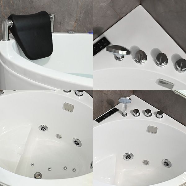 Bathroom Modern Corner Bathtub with Drain and Overflow Trim Bath Tub