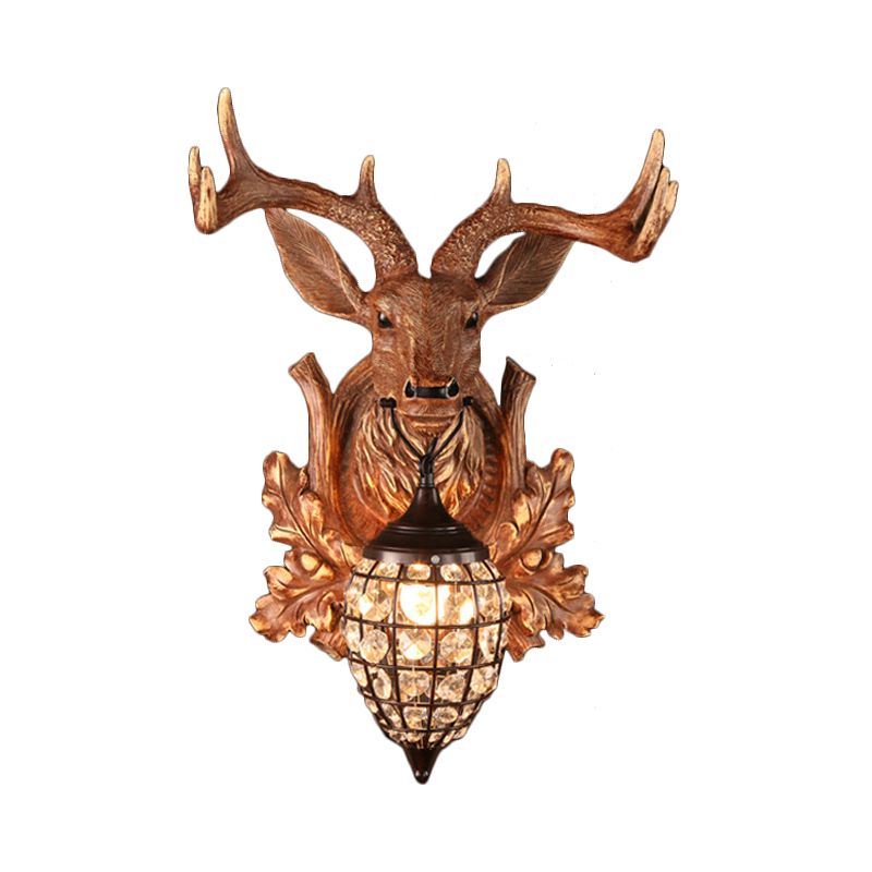 Luce di applique a singola luce con gamba a goccia d'acqua Resina antica Idea di illuminazione a parete del soggiorno in marrone, larghezza 10 "/17"/21 "