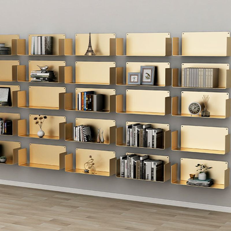 Contemporary Metal Bookshelf Floating Closed Back Bookcase with Shelves