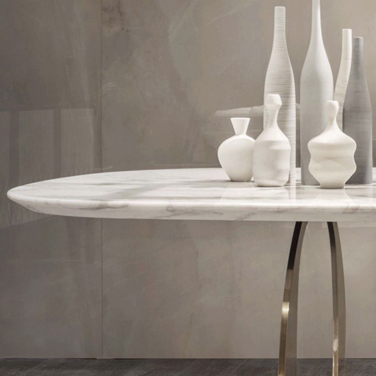 Rectangle Double Pedestal Furniture Luxury Style Stone Dining Room Collection