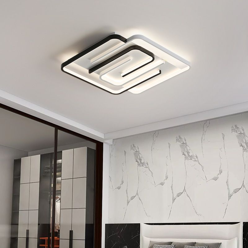 Plafoniera moderna e minimalista a LED lineare da incasso in ferro battuto con paralume in silicone