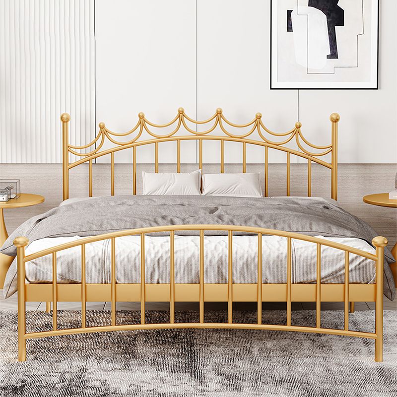 Metallic Standard Bed Glam Open-Frame Bed with Arched Headboard