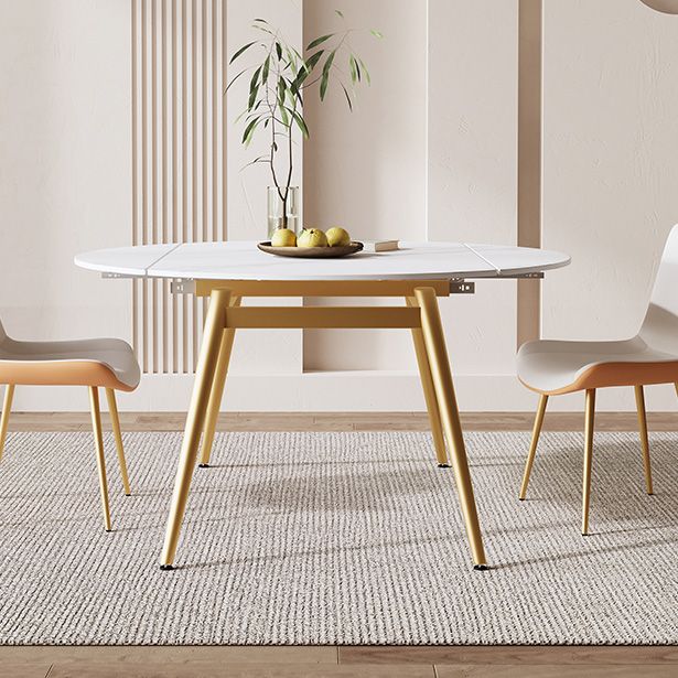 Modern Extendable Dining Table Stone Top Dining Table with 4 Legs