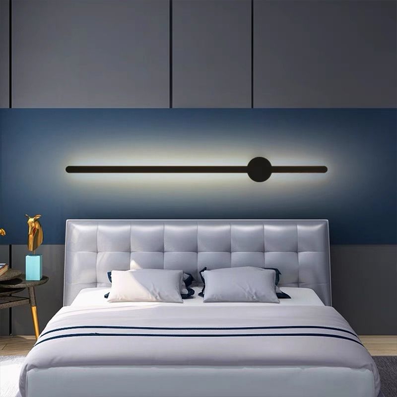 Metal Linear Shape Wall Mount Lighting Modern 1-Light Wall Mount Light Fixture in Black