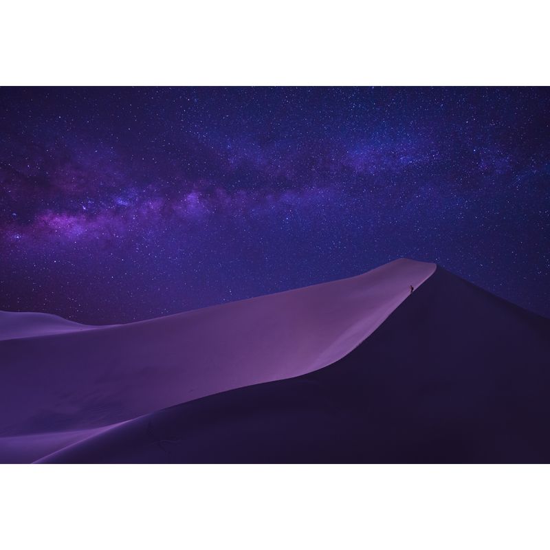 Dune and Starry Night Mural Wallpaper Purple Modern Romantic Wall Art for Living Room