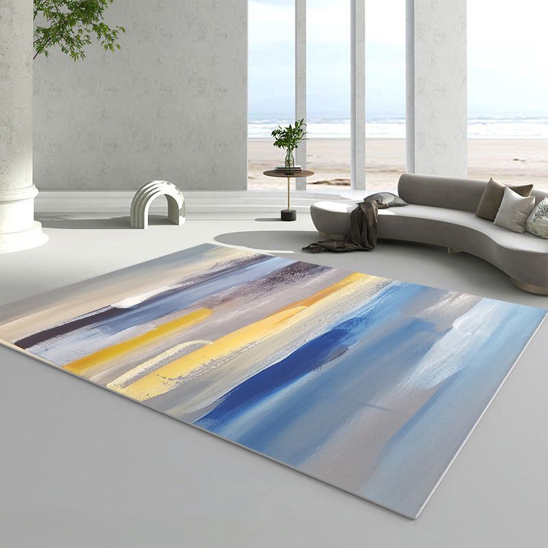 Alfombra gráfica blanca poliéster alfombra contemporánea alfombra resistente a manchas para decoración del hogar