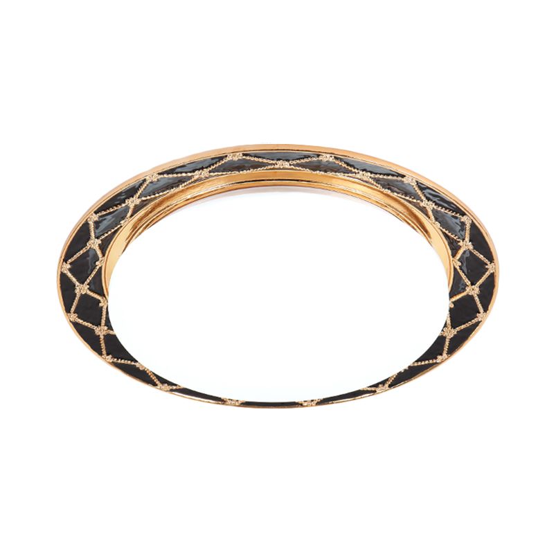 LED Resin Flush Light Fixture Traditional Black/Red/Apricot Bowl Living Room Flush Mount Lighting