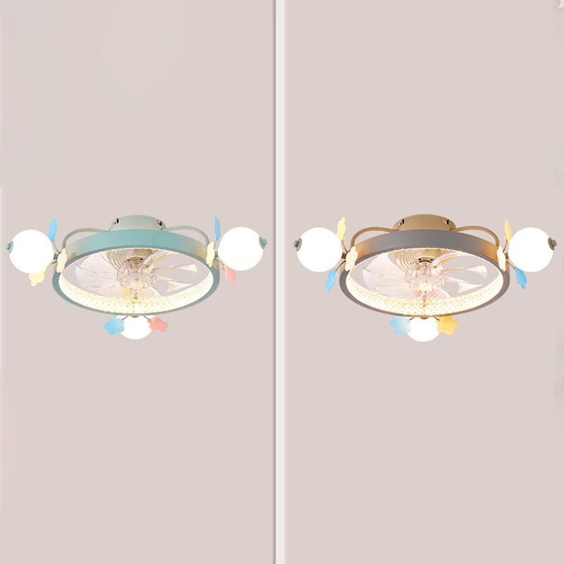Macaron circolare ventola a soffitto leggero camera da letto acrilica semifulpa