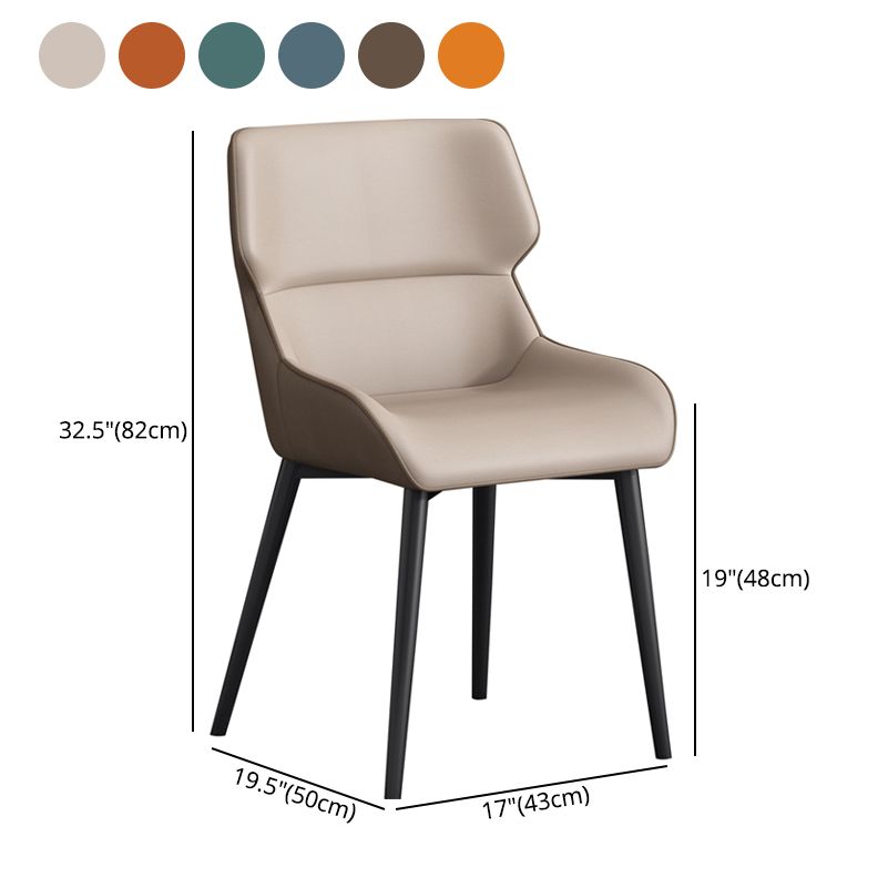 Sillas de comedor de metal contemporáneas con respaldo Parsons para uso doméstico (juego de 2)