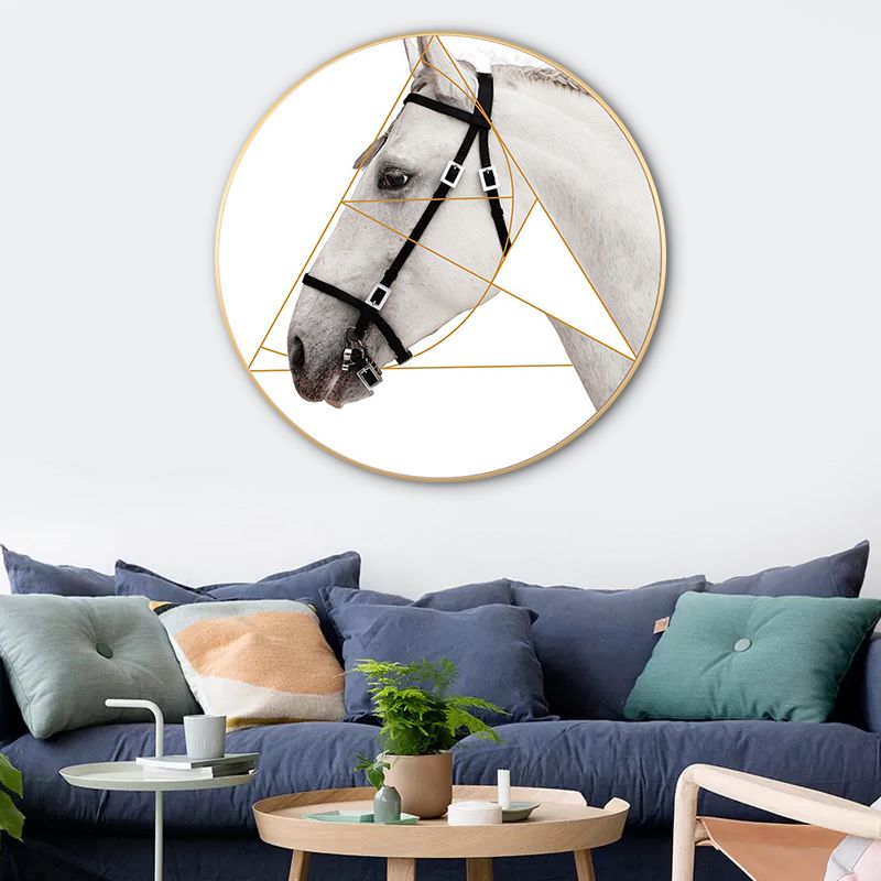 Mixed Media Horse Wall Decor Modern Style Canvas Art Print, Multiple Sizes Available