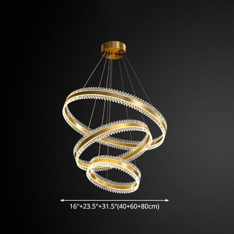 Contemporary Interlace Rings Chandelier Lights Metal Hanging Pendant Light for Living Room