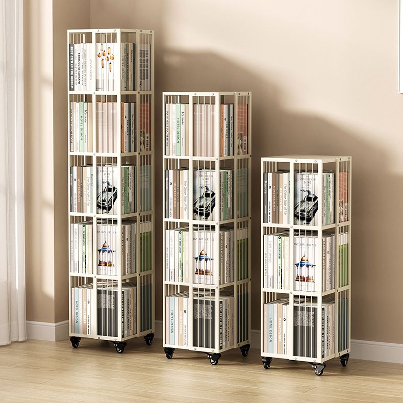 Modern Metal Bookshelf Pure White Standard Open Shelf Vertical Bookcase