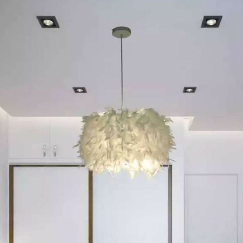 Cilindrische veer druppel hanger minimalistisch 1 licht wit hangend licht voor eetkamer