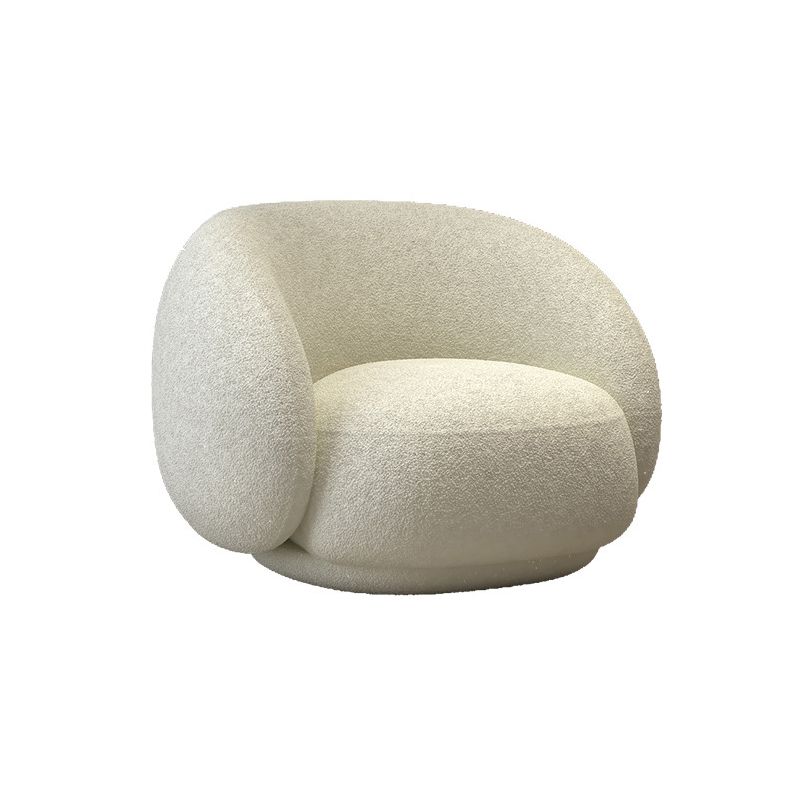 White Contemporary Curved Sofa Wool Tuxedo Arm Sofa for Living Room