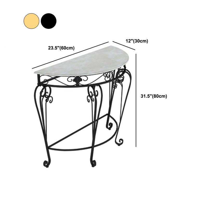 4 Legs Hall Faux Wood Tabletop Half Moon Scratch Resistant and Stain Resistant Console