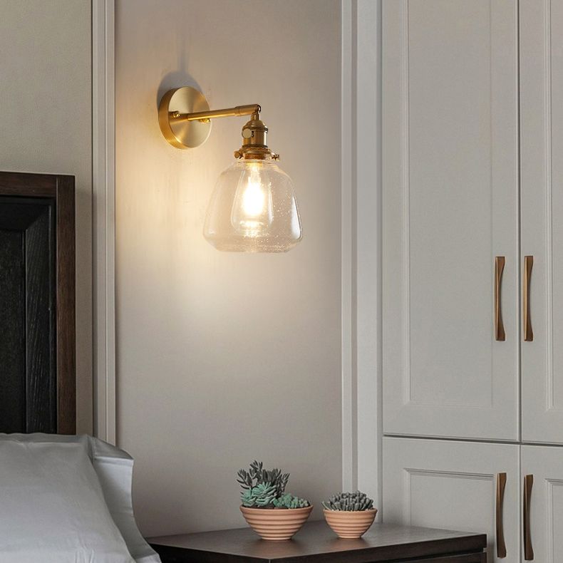 Brass 1-Light Wall Lamp in Modern Creative Style Glass Geometric Wall Light
