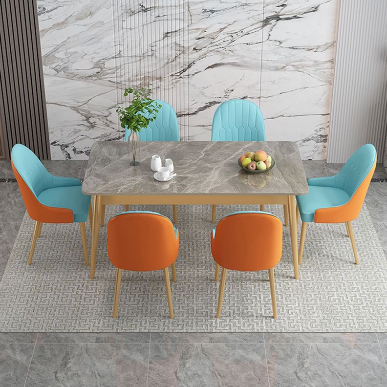 Traditional Luxury Rectangle Dining Table Stone Dinner Table with 4-foot