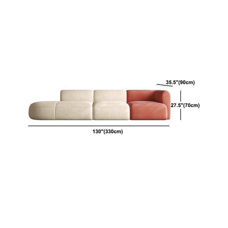 Nordic Style Velvet Sectional 27.56" H Sofa & Chaise in White/Grey