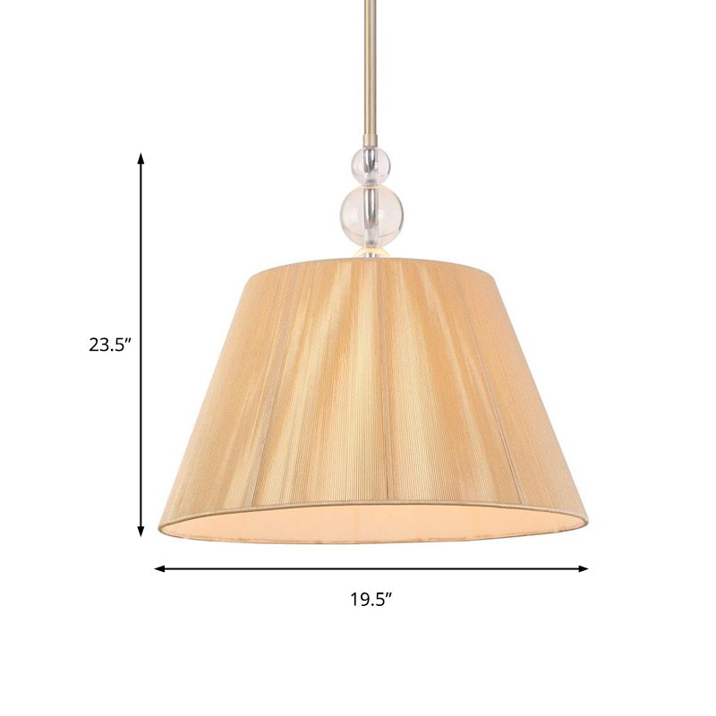 Tan 1 Light Light Lighting Freeture Fabric Classic Drum Hanging Lamp per corridoio