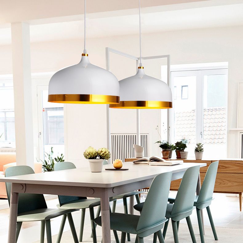 Postmodern Dome Shade Pendant Lamp Metal 1-Light Dining Room Hanging Light Fixture