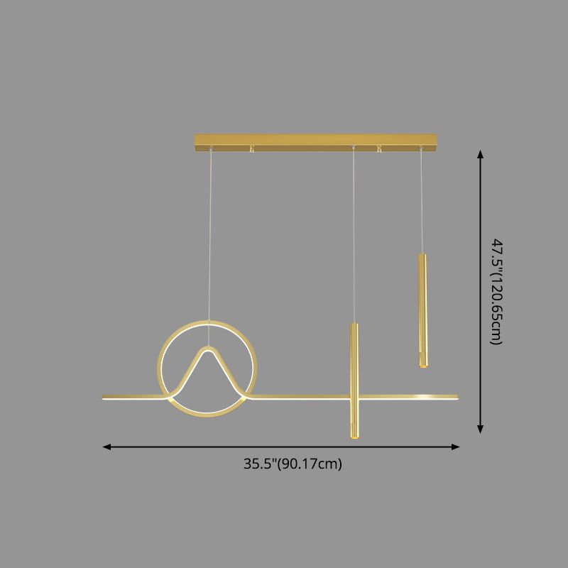 Lampada dell'isola lineare moderna lampadario metallico 4 illuminazione isola della luce in oro