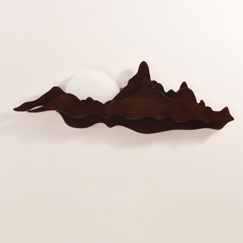 1-Light LED Wall Mount Light Simple Wooden Wall Light with Acrylic Shade for Bedroom