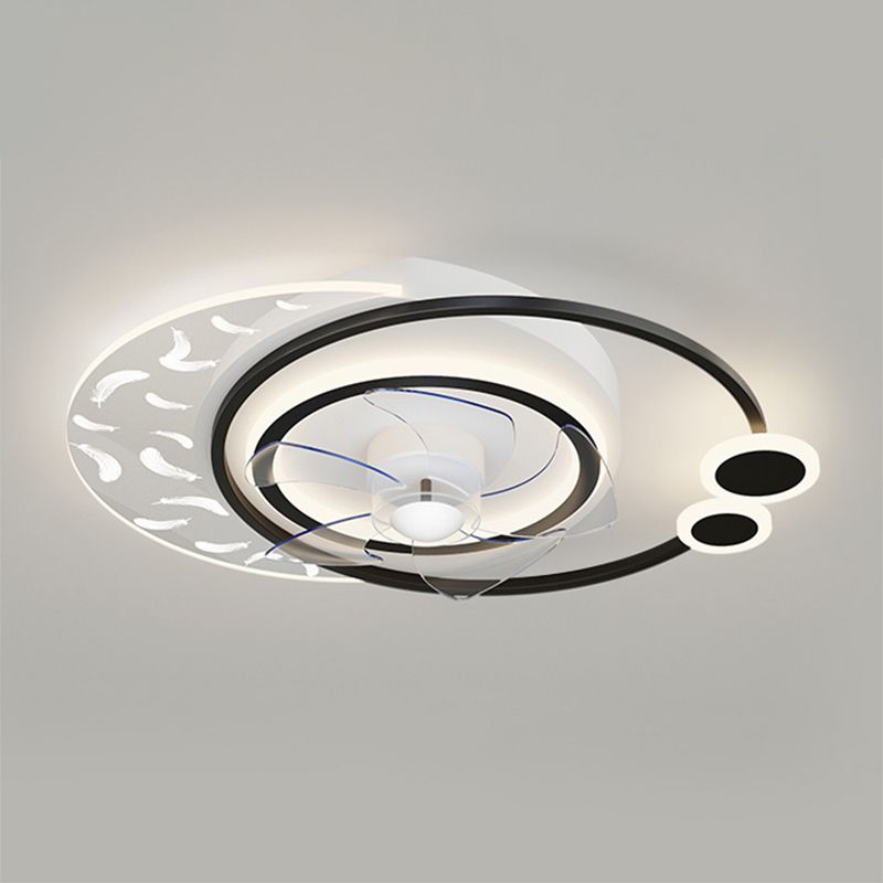 Minimalistische Feder Deckenlüfter Leuchte Acryl Wohnzimmer LED SEMI -MOG -Leuchte