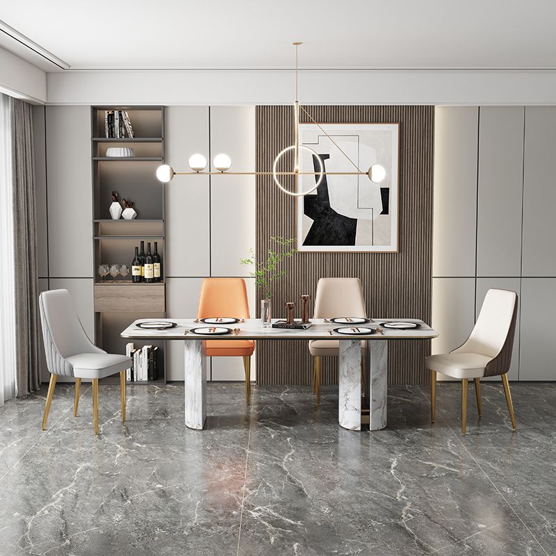 Glam Style Side Chair Leather Parsons Back Dining Chair for Home