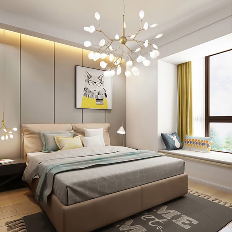 Modern Creative Firefly Hanging Lamp Wrought Iron Indoor Pendant Light with Acrylic Shade