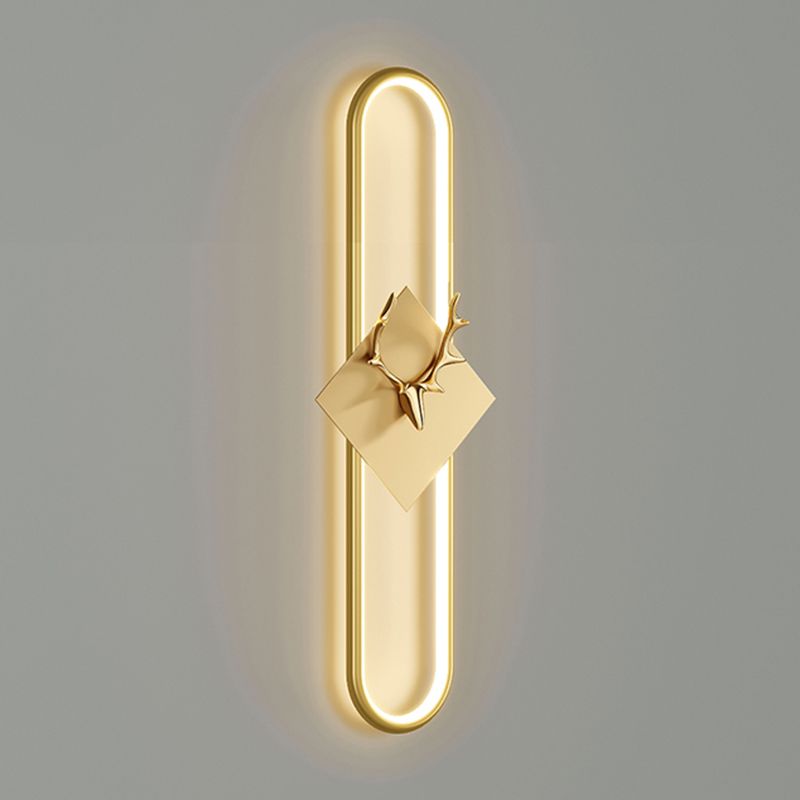 Oval Shape Metal Wall Light Modern Style 1 Light Wall Lighting Idea