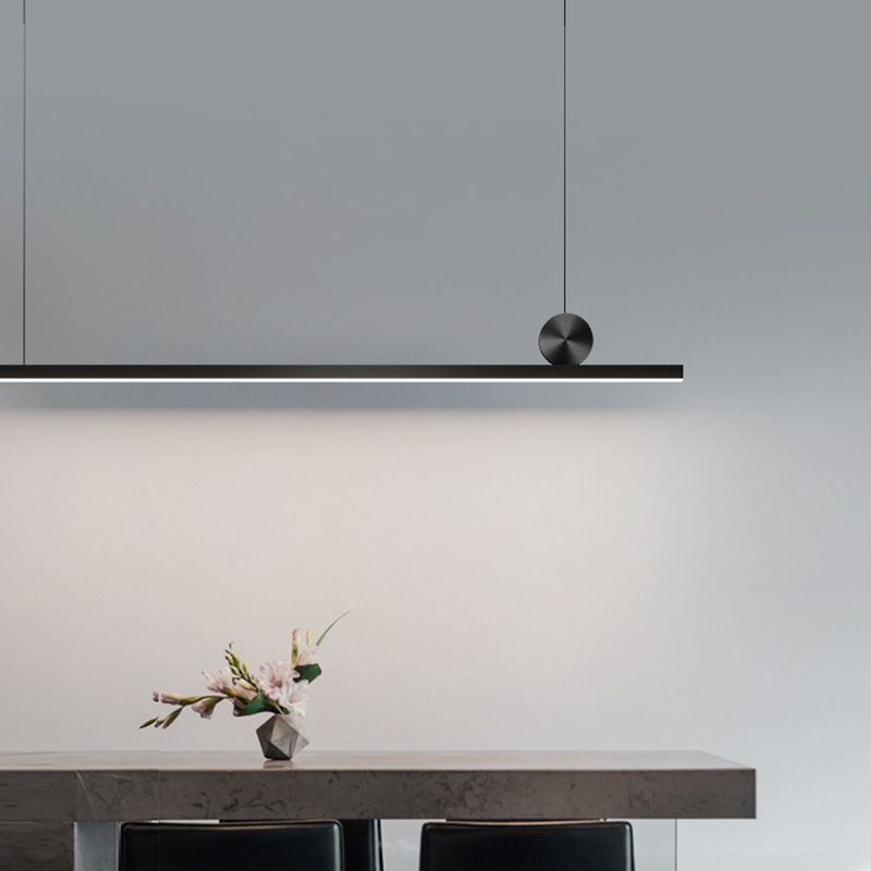 Contemporary Linear Shape Pendant Light with Plastic Shade for Living Room