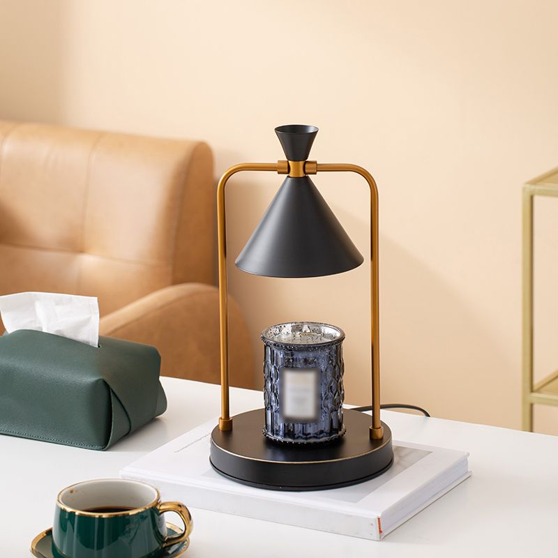 Lámpara de escritorio de metal nórdico, lámpara de mesa de cera fundida para aromaterapia para dormitorio