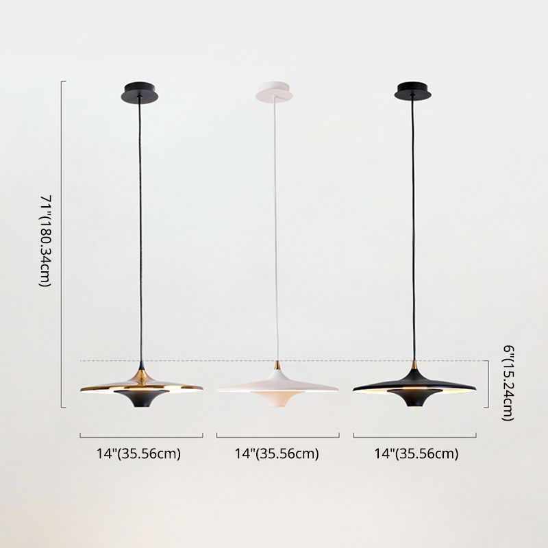 Flying Saucer Bedside Suspension Light Metallic 1 Bulb Minimalist LED Pendant Lamp