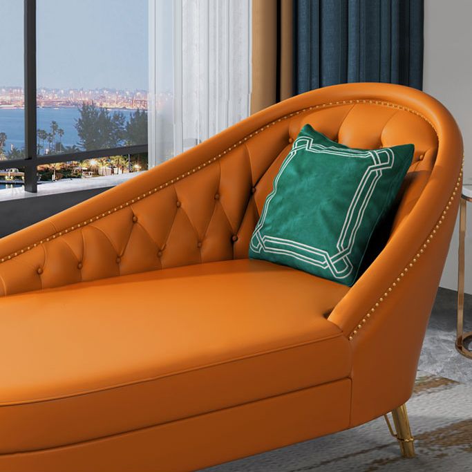 Living Room Chaise Rolled Arms Modern Chaise Lounge with Leather Upholster