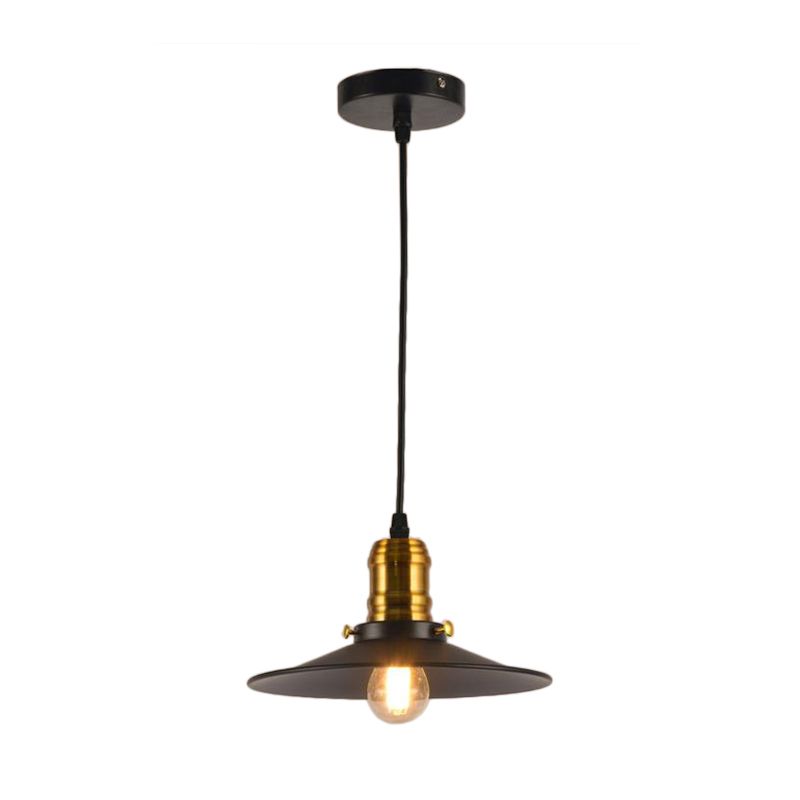 8.5"/10"/12" Wide Single Bulb Metal Pendant Light Fixture Industrial Black Flared Dining Room Hanging Lamp
