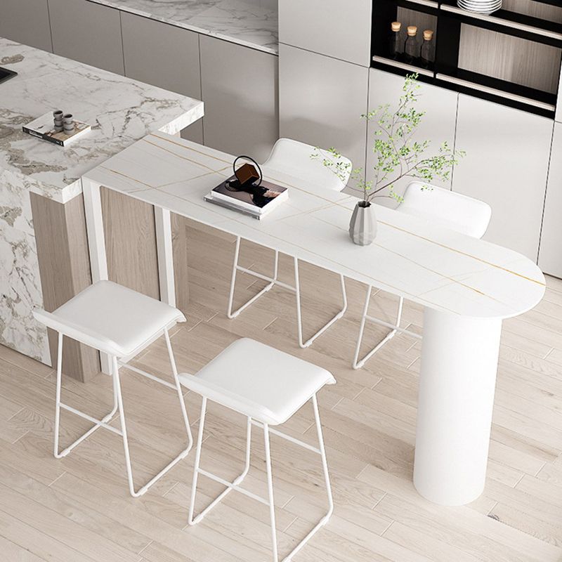 Cafe and Break-room Bistro Accent Dining Table Modern Stone Double Pedestal Counter Table